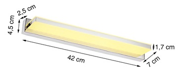 Зеркальная лампа с изображением, светодиодный настенный светильник для ванной комнаты, 42 см, 7 Вт