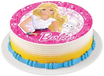 BARDZO GRUBY OPŁATEK NA TORT BARBIE 20 CM