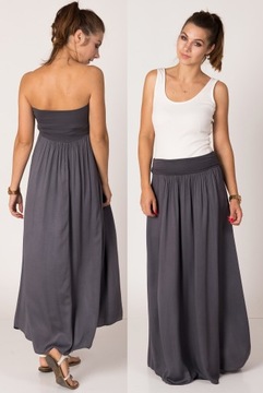 MAXI DŁUGA SPÓDNICA damska SUKIENKA GRAFIT