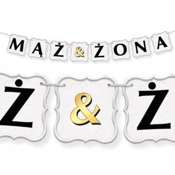 Baner Zawieszka Dekoracja Ślubna MĄŻ ŻONA 200cm