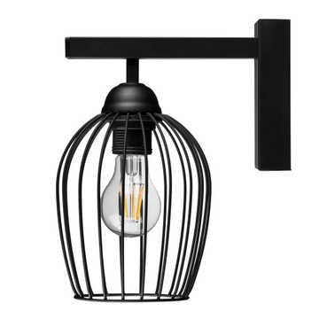 Kinkiet lampa na ścianę owal LOFT druciana czarna
