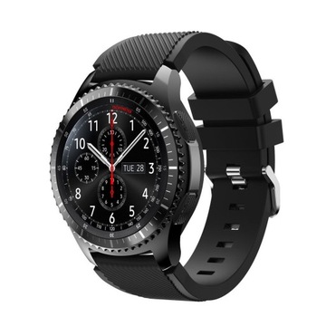 ЧЕРНЫЙ силиконовый ремешок для Samsung Gear S3 + 9H СТЕКЛО