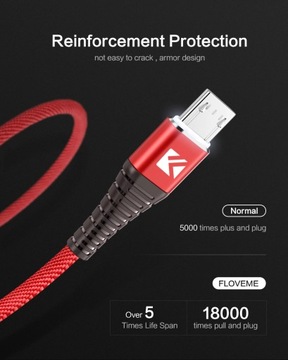 Кабель Кабель Micro USB с подсветкой, 1 м, красный