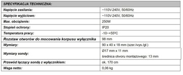 БЕСКОНТАКТНЫЙ ВЫКЛЮЧАТЕЛЬ ORNO OR-CR-244 250Вт