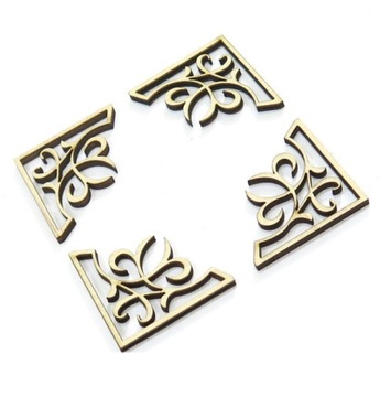 4x DEKOR SCRAPKI NAROŻNIK DREWNIANY 40x40mm DK94