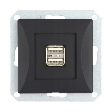 OPAL GNIAZDO ŁADOWARKA 2x USB 1A MODUŁ CZARNY MAT