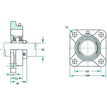 САМОВАЛИВАЮЩИЙСЯ ПОДШИПНИК UCF 206 В КОРПУСЕ UCF206