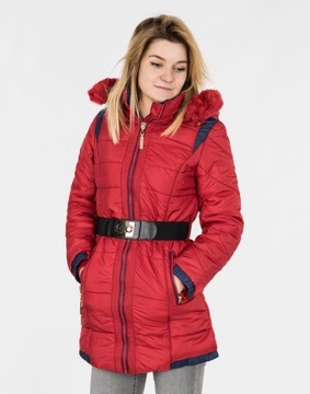 Płaszczyk Damski Kurtka z Kapturem 6806 L Czerwon