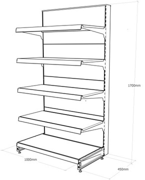 MAGO SHOP ПОЛКА, металлический конец, 170/100/45