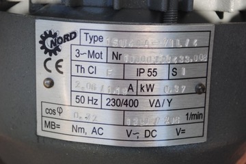 Motoreduktor kątowy 0.37kw. 206obr./min.. NORD!