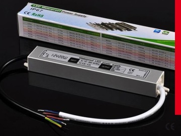 ZASILACZ LED SLIM WODOODPORNY IP65 12V 20W 1.67A