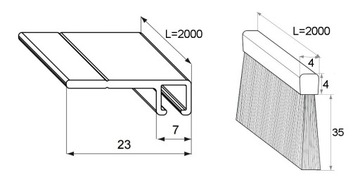 Уплотнитель дверной щетки PROFIX H=35мм L=2м