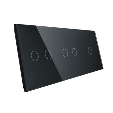 Panel pięciokrotny szklany LIVOLO 3xpuszka 2+2+1 czarny