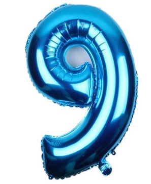 BALON FOLIOWY HEL CYFRA 9 DZIEWIĘĆ NIEBIESKA 80cm