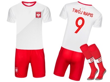 Strój piłkarski POLSKA + getry WŁASNY NADRUK - 98