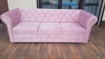 STYLOWA SOFA PIKOWANA CHESTERFIELD Z KRYSZTAŁKAMI