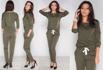 WYGODNY KOMBINEZON KHAKI Z ZAMKIEM casual S M L