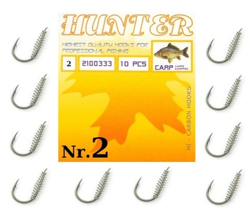 10 x HACZYK Z ŁOPATKĄ I SPRĘŻYNKĄ HUNTER CARP Nr.2