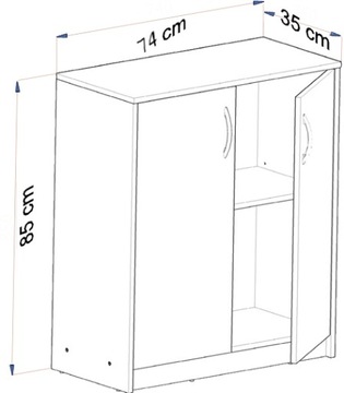 2D WHITE комод двухдверный, книжный шкаф с полкой, ROB