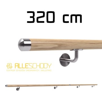 Poręcz ścienna drewniana fi42 320cm dębowa lakier