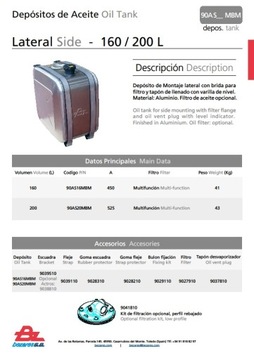 Алюминиевый бак Bezares 200л для гидравлики