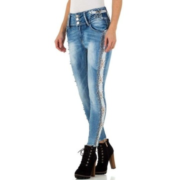 JEANS DENIM ORIGINAL LIFE,LAMPASY,KORONKA-Rozm.L