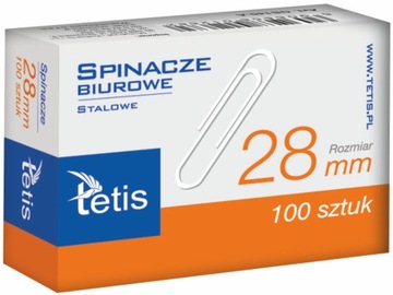 Spinacze biurowe okrągłe Tetis GS140-B 28mm 100szt