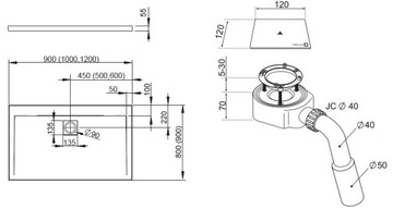 душевой поддон RADAWAY ARGOS D 100x80 плитка + СИФОН