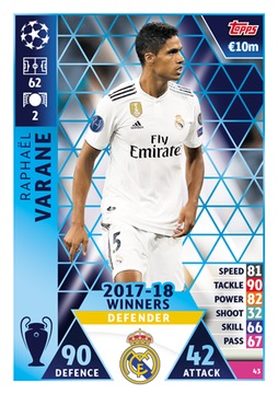 karta Champions league 2018/19 43. Raphaël Varane