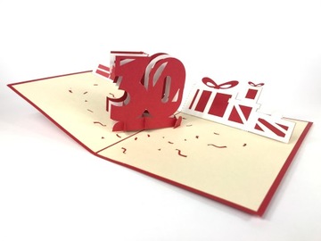 30 Urodziny Kartka 3D Prezent Urodzinowy Impreza Happy Birthday Pop Up WOW