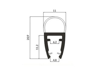 Уплотнитель для душевой кабины 6-8мм UK07, 20см