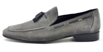 Anna Pollen _ Pertini Loafers полностью графитовая кожа, кисточки, классика