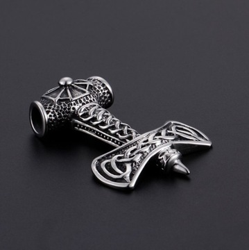 DUŻY MŁOT THORA + ŁAŃCUSZEK STAL 316L JAKOŚĆ