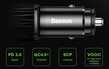 Baseus ładowarka samochodowa QC 4.0 USB-C PD KABEL