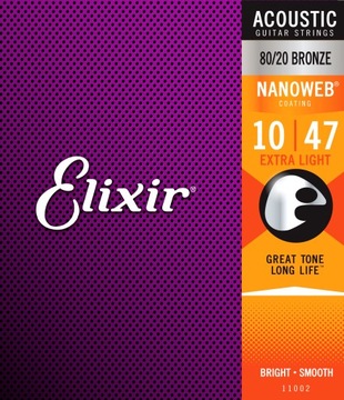 Elixir NanoWeb 80/20 Bronze 10-47 struny akustyk