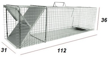 PUŁAPKA ŻYWOŁAPKA NA LISY KUNY 112x31x36 + GRATISY