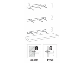 Полка настенная самоподвесная - FS 60x23 Белый