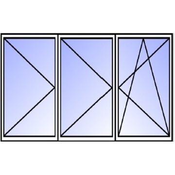 Okno białe PCV 3-skrzydłowe R/R/RU 2065x1435mm