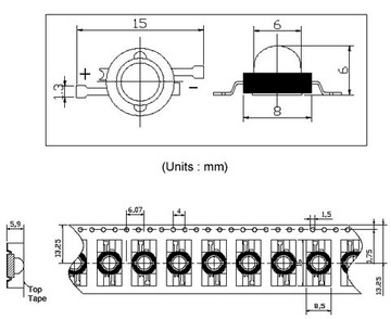 ART Power LED SMD 0,5Вт БЕЛЫЙ-ТЕПЛЫЙ Цена за 2 шт.