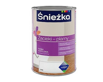 ŚNIEŻKA FARBA AKRYLOWA NA PLAMY I ZACIEKI BIAŁA 1L