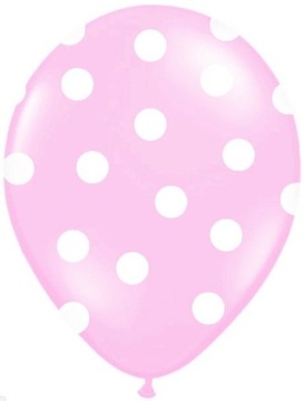 BALONY RÓŻOWE ROCZEK BIAŁE KROPKI GROCHY GROSZKI