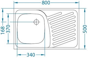 ZLEWOZMYWAK STALOWY NAKŁADANY 80X50 + BATERIA