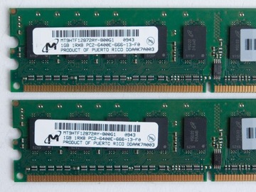 2x MICRON 1GB DDR2 PC2-6400E MT9HTF12872AY-800G1