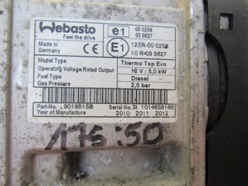 WEBASTO THERMO TOP EVO 9018615B 9687946580 PSA МАТРИЦА