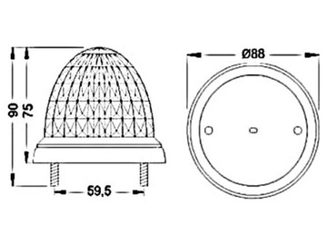 Lampa LED kopułka sygnalizacyjna migająca kontrolka 12v 24v pomarańczowa