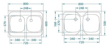 Накладная мойка Alveus 80x60 80x50 24ч сифон