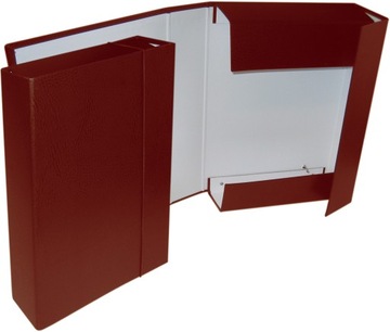Teczka biurowa na gumkę A4, box, grzbiet 7 cm - bordo