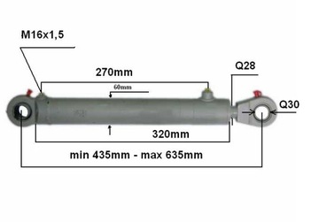 Siłownik hydrauliczny dwustronny wysuw 200mm
