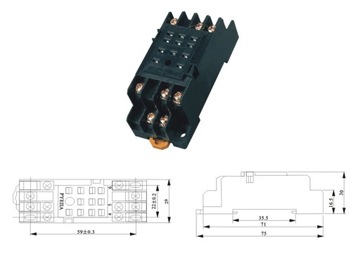 Реле MY3N 3P 230В AC/5A+БАЗОВАЯ КАТУШКА 12В DC