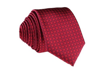 KRAWAT WĄSKI ŚLEDŹ 6 cm - BORDOWY - WZÓR PEPITKA